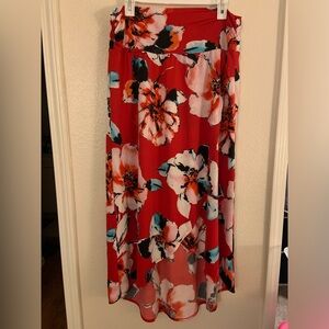 Red floral skirt